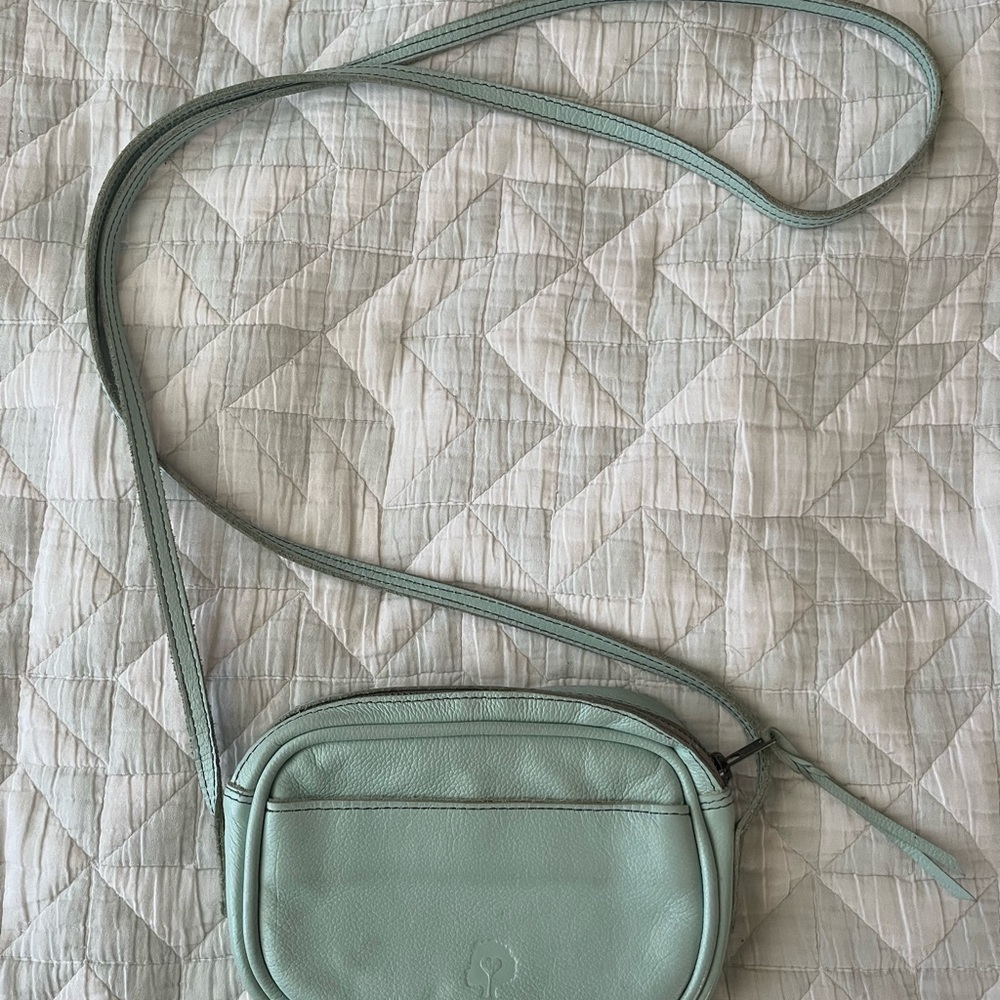 Mint Green Leather Crossbody Bag
